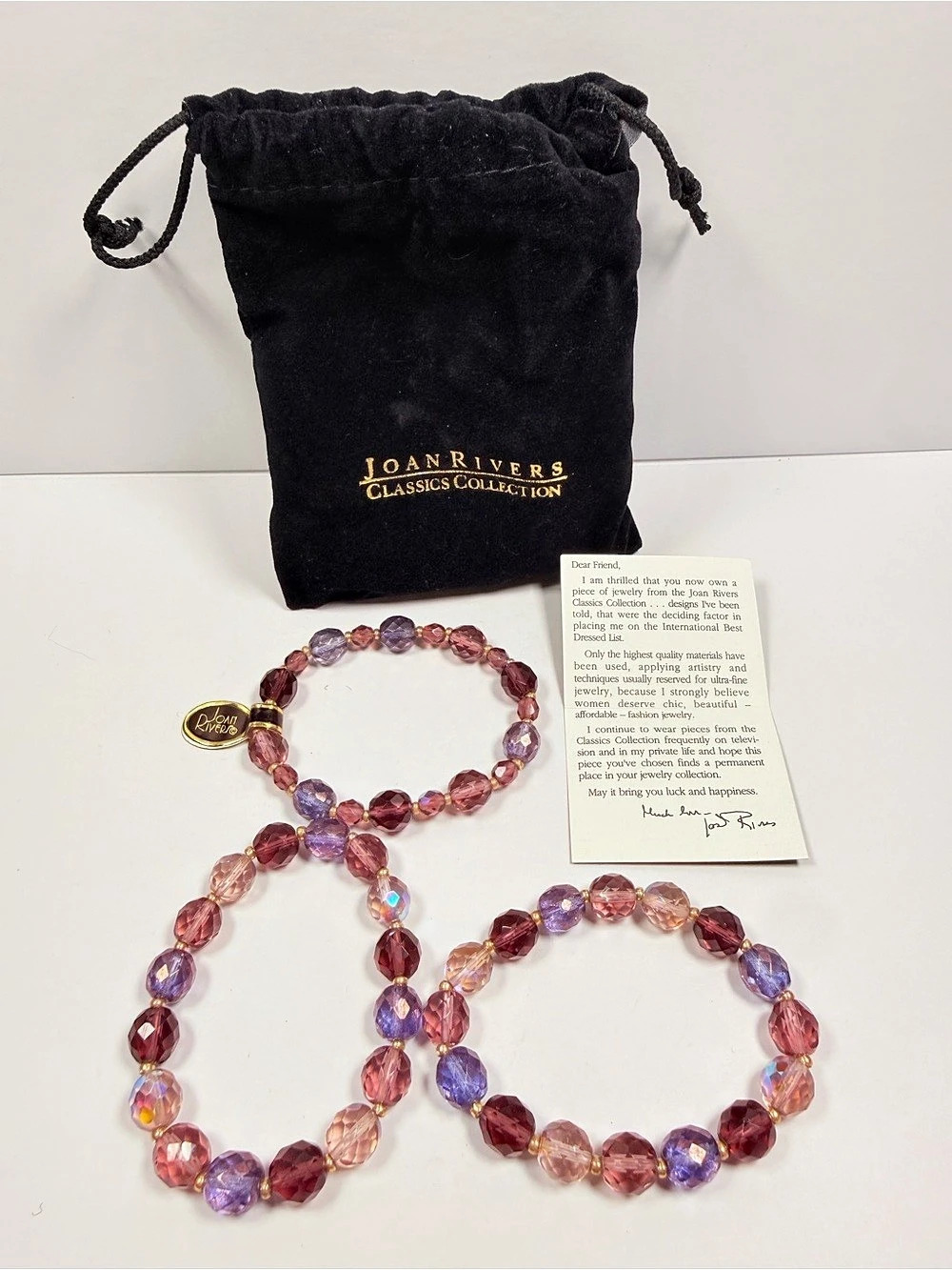 Joan Rivers Classics Collection Purple & Pink Jewelry Set Like New